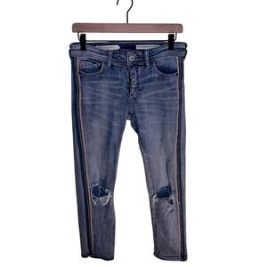 PILCRO AND THE LETTERPRESS ANTHRO slim boyfriend distressed jeans 25